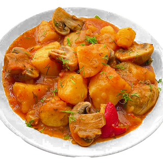 Tocanita de cartofi  + salata varza cu marar