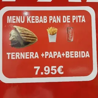 Menú Kebab Ternera Pan Pita
