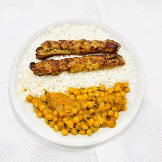 72. Riso bianco e seekh kabab