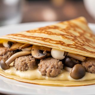 Salsiccia, besciamella con funghi