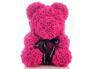 Мече, цикламено, голямо, в луксозна кутия
