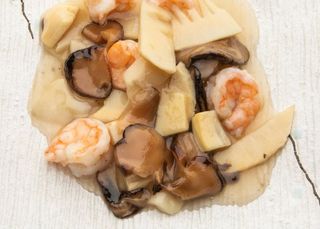 Gamberetti bambù e funghi