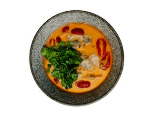 Spicy Dumplings  Суп з ґьодза з креветкою