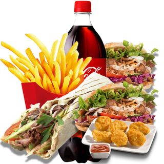 2 Kebab + Durum + Nuggets (6 Uds.) + Patatas + Coca-Cola (1.25 Lt.)
