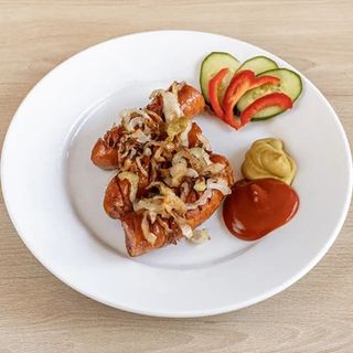 Kiełbaski smażone z cebulką 150g