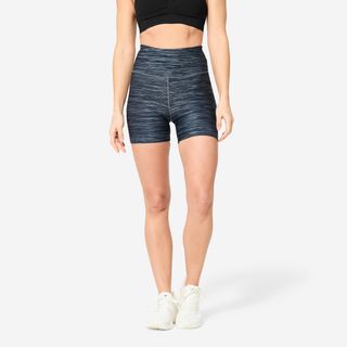 Calções de Fitness Mulher 100 Verde Mesclado - L