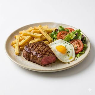 Plato De Lomo Con Patatas Y Huevo
