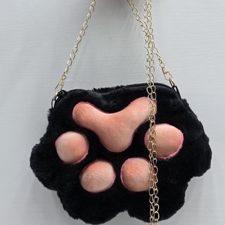 Сумка Лапка Мех Черная