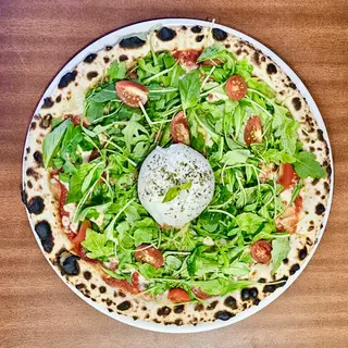 Pizza de Burrata, Pomodorini e Rucola