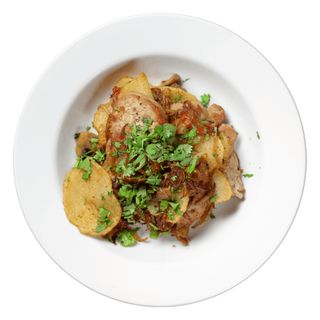 Смажена картопля з м'ясом та овочами (300 г)