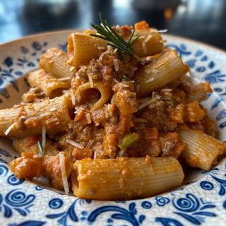 Rigattoni boloñesa de calabeza