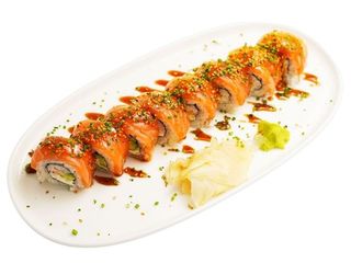 Рол з лососем і крабом, філадельфією, авокадо та кунжутом кімчі (310g)