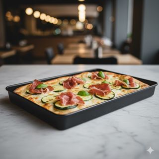 Zucchine, speck e mozzarella in teglia