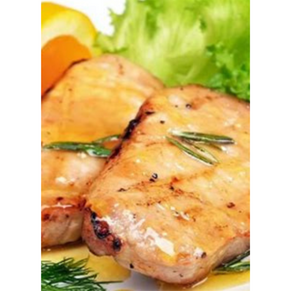 CHULETAS CON CEBOLLA GLASEADA Y NARANJA