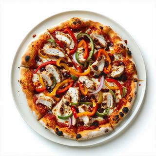 Pizza cu pui si sos bbq medie