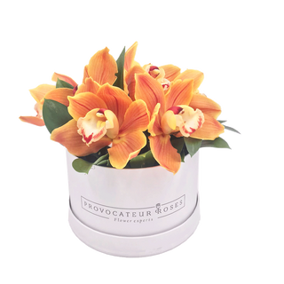 Caja De Orquideas Naranjas