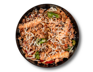 Локшина з лососем та креветками