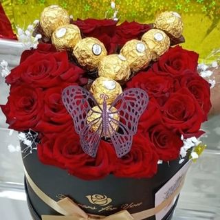 Box de fleur avec chocolat 