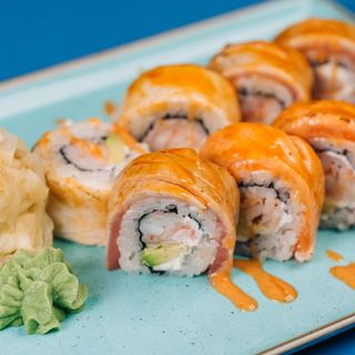 Rainbow opiekany - krewetka/ łosoś, tuńczyk, maślana