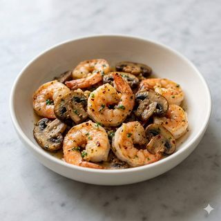 Gambas Con Champiñones