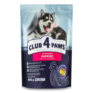 Корм для цуценят Club 4 Paws з високим вмістом курки сухий (400г)