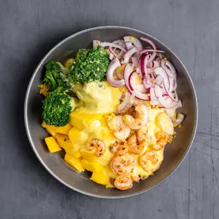 Post-Entreno de Langostinos con Arroz, Mango y Aguacate