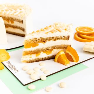 Porción De Naranja, Chocolate Blanco Y Mango