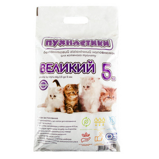 Наповнювач бентоніт Пухнастики великий 5 кг