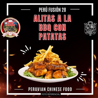 ALITAS BBQ CON PATATAS FRITAS