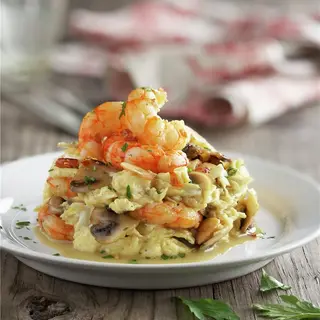 Revuelto de Champiñones y gambas 