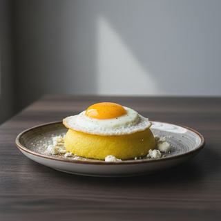 Mamaliguta cu branza de burduf,smantana si ou ochi