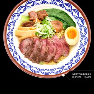 12 B. Spicy wagyu a la plancha ramen