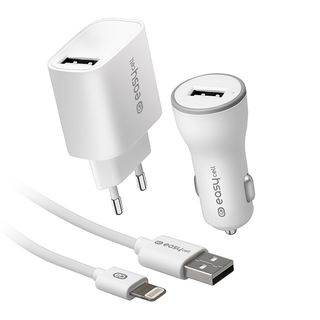 Kit Carregador + Carregador Isqueiro + Cabo Lightning Evenergy