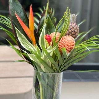 Bouquet Of Flowers Or Tropical Garden Fruits