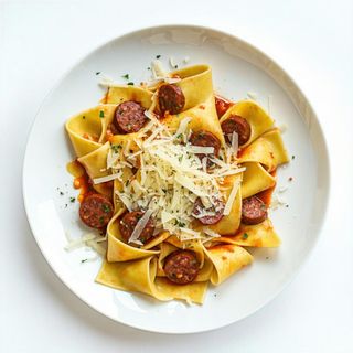 Pappardelle con salsiccia e cacio
