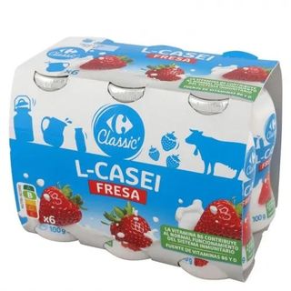 Yogur Lcasei Líquido Fresa Sanus Carrefour Pack 6x100 Gr.