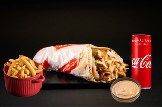 Meniu Shaorma cu Cartofi Proaspăt Prăjiți, Sos și Băutură Răcoritoare