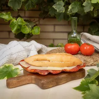 Bocadillo De Chorizo Ibérico Y Queso Manchego