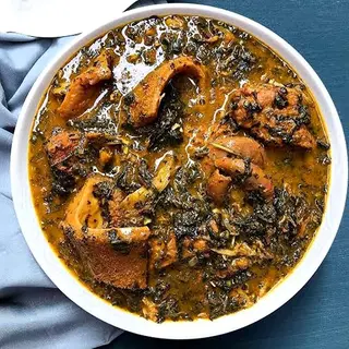 Bitter Leaf Soup with Swallow & Meat