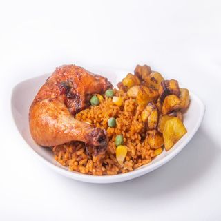 Jollof Rice + Chicken in Stew
