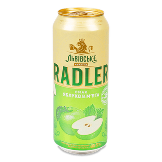 Пиво Львівське Radler яблуко та м'ята світле з/б (0,48л)