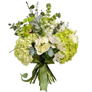 Buchet flori alb și verde