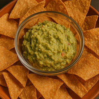 Guacamole casero con totopos fritos