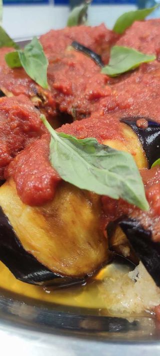 Involtini di melanzane con ripieno gamberi 4pz