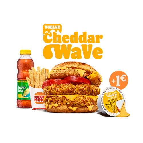 Menú Cheddar Wave Doble Crispy Chicken Grande