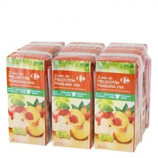 Zumo Melocotón, Manzana, Uva Carrefour Pack 6x20 Cl.