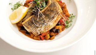 Судак с овощами рататуй