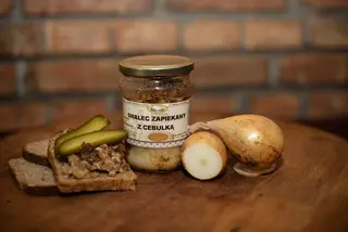 Smalec zapiekany z cebulką /310g/-słoik