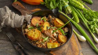 ხელნაკეთი კარტოფილი სოკოთი