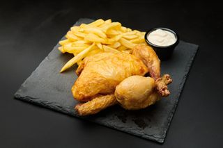 Mr. chicken with fries and sos garlic mayo